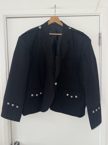 Men black argyle kilt jacket - black,