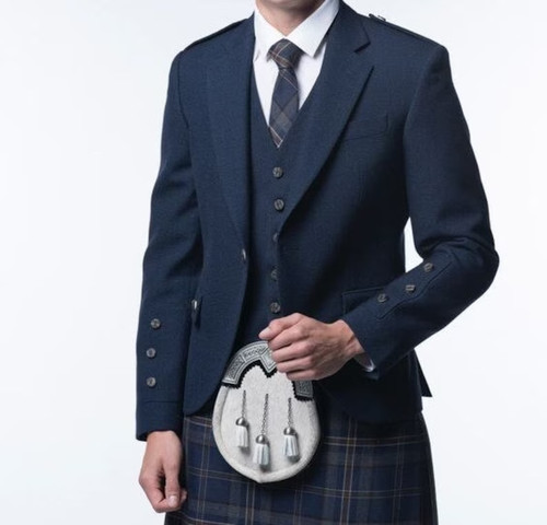 Scottish navy blue wool kilt - scottish,