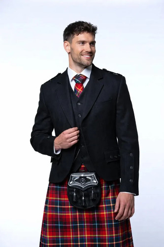Scottish black wool argyle - ,