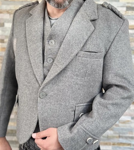 Men grey wool - wool, argyle