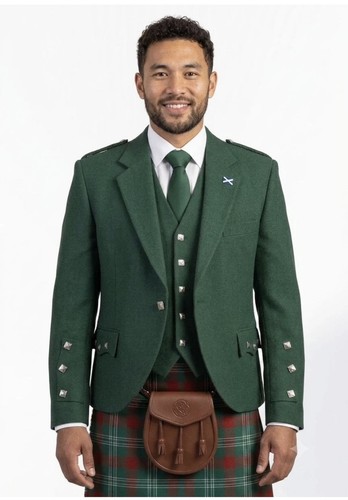 Men green wool - argyle, kilt