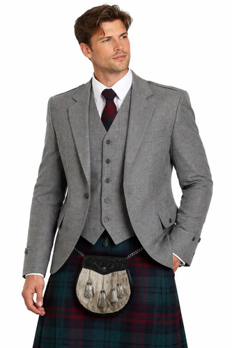 Men scottish grey wool - grey,