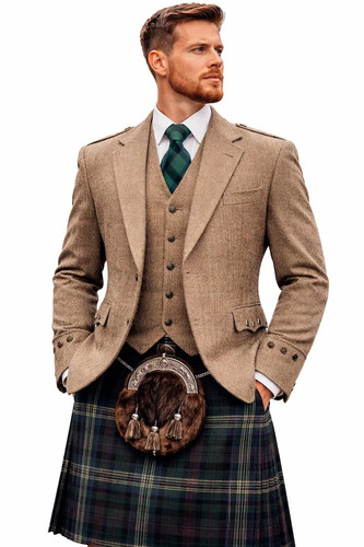 Men scottish khaki tweed - khaki,